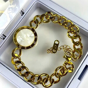 18k Gold Plated White Clock Bracelet
